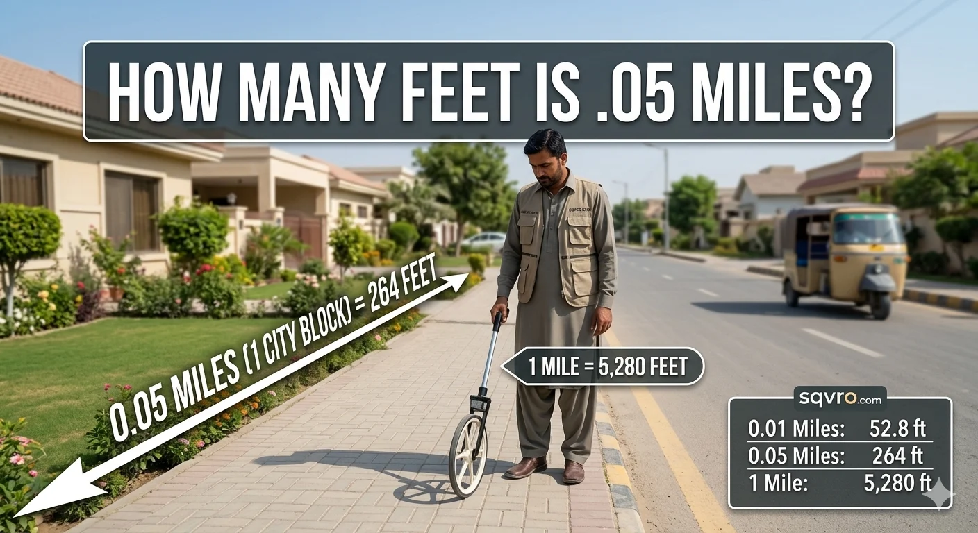 Infographic is showing How many feet is 05 miles?