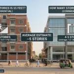 Infographic is showing that How Many Stories Is 55 Feet? Complete Guide