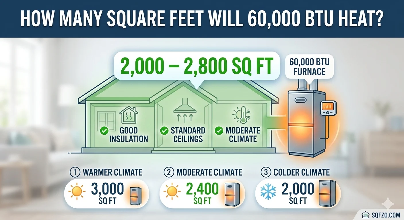 How Many Square Feet Will 60000 BTU Heat?