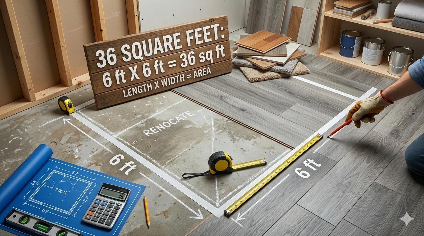 In forographic is showing that How Many Feet Is 36 Square Feet?