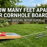 Infographic is showing that How Many Feet Apart for Cornhole Boards? Full Guide