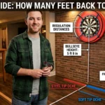 Infographic is showing that How Many Feet Back From a Dartboard?
