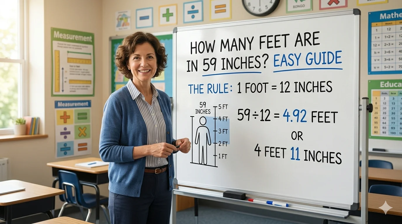 Z Inka graphic is showing that How Many Feet Are in 59 Inches? Easy Guide