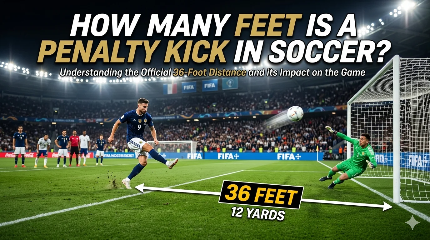 Infographic is showing that How Many Feet Is a Penalty Kick in Soccer?