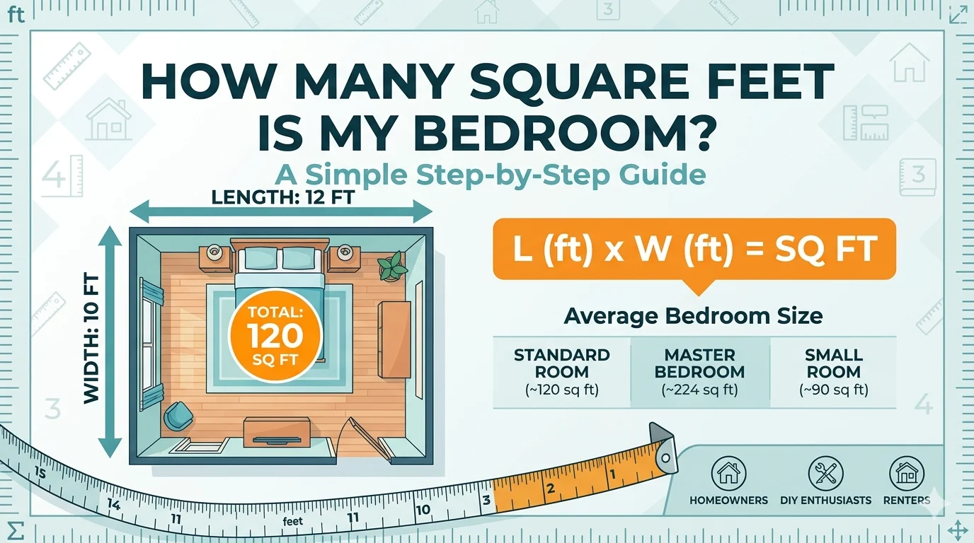 Infographic is showing that How Many Squa TV re Feet Is My Bedroom?