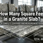 In graphic is showing that How Many Square Feet in a Granite Slab?