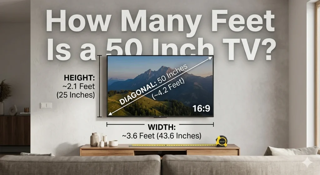 How Many Feet Is a 50 Inch TV?