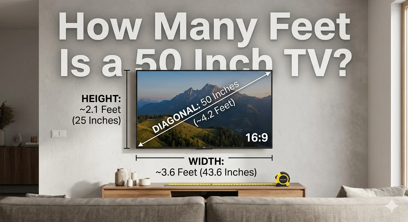 How Many Feet Is a 50 Inch TV?