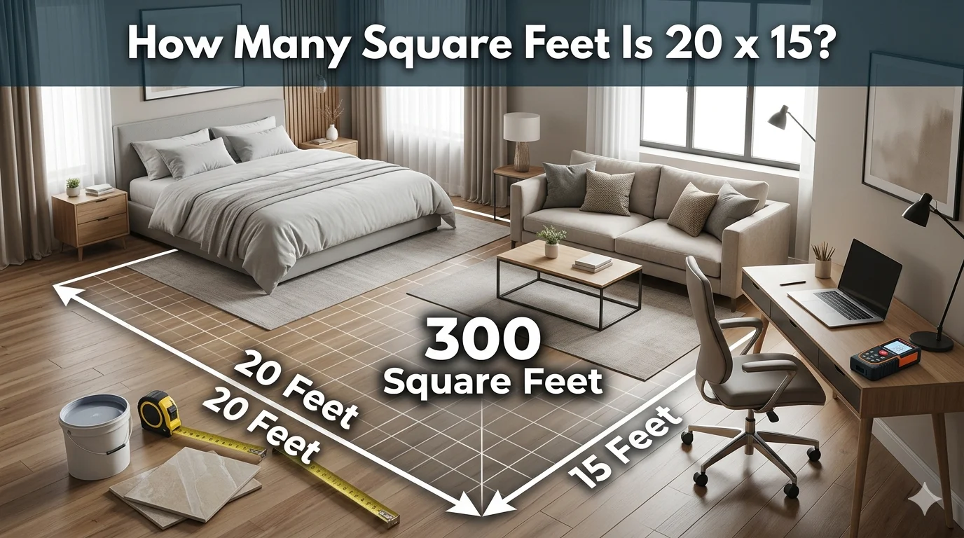How Many Square Feet Is 20 x 15?