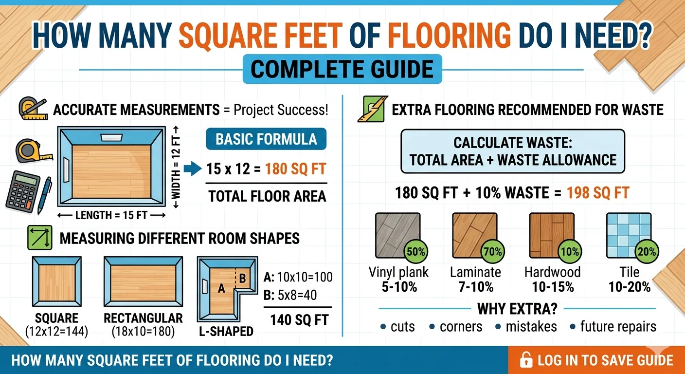 Infographic is showing that bHow Many Square Feet of Flooring Do I Need?