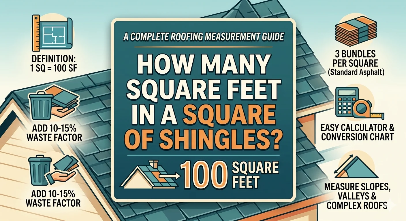 Infographic is showing that How Many Square Feet in a Square of Shingles?