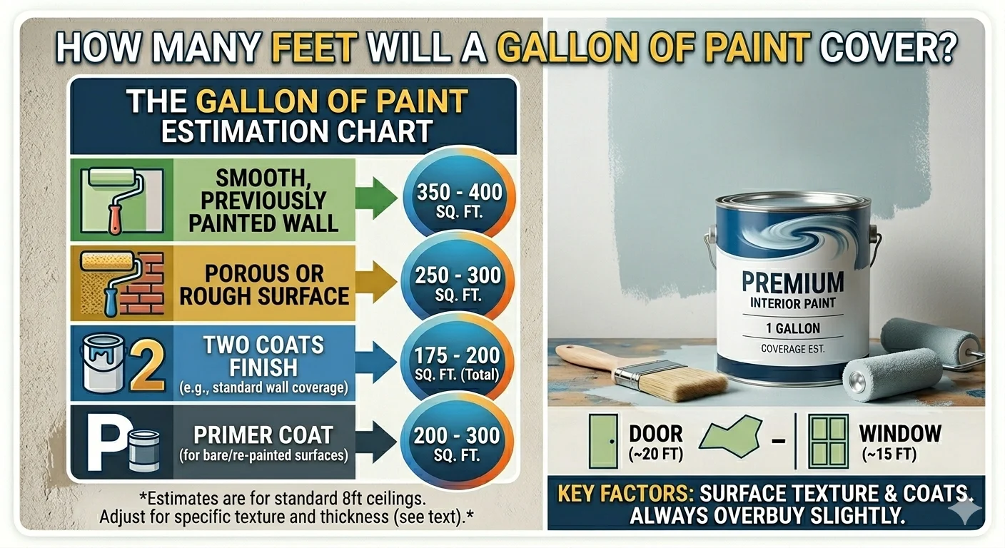 Infographic is showing that how-many-feet-will-a-gallon-of-paint-cover