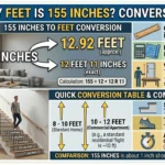 Infographic is showing that how many feet is 155 inches easy conversion guide