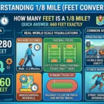 Infographic is showing that How Many Feet Is a 1/8 Mile? Easy Conversion Guide