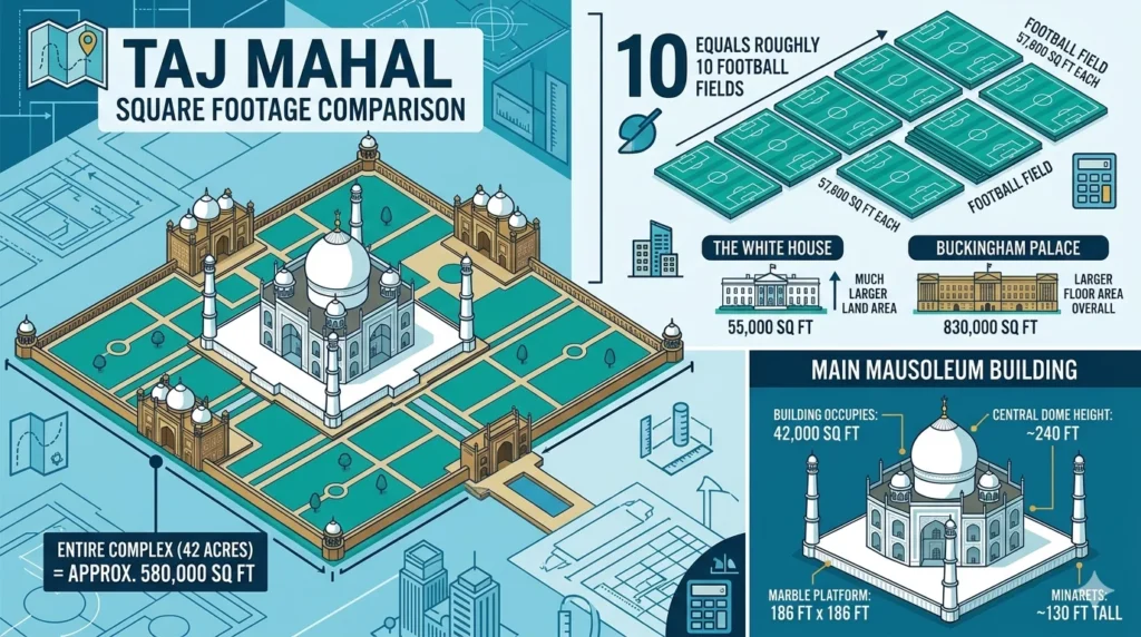 How Many Square Feet Is the Taj Mahal?