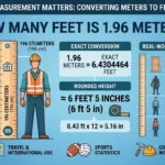 Infographic is showing that How Many Feet Is 1.96 Meters? Easy Conversion Gui