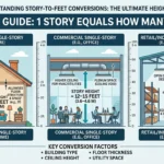 Infographic is showing that 1 Story Equals How Many Feet? Complete Height Guide