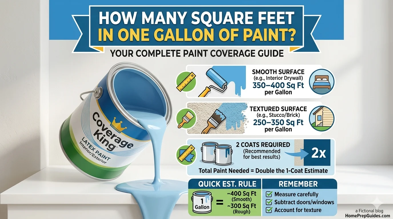 Infographic is showing that How Many square Feet in One Gallon of Paint?