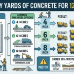 Infographic is showing that How Many Yards of Concrete for 1200 Sq Ft?