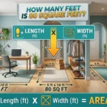Infographic is showing that How Many Feet Is 80 Square Feet? Simple Size Guide