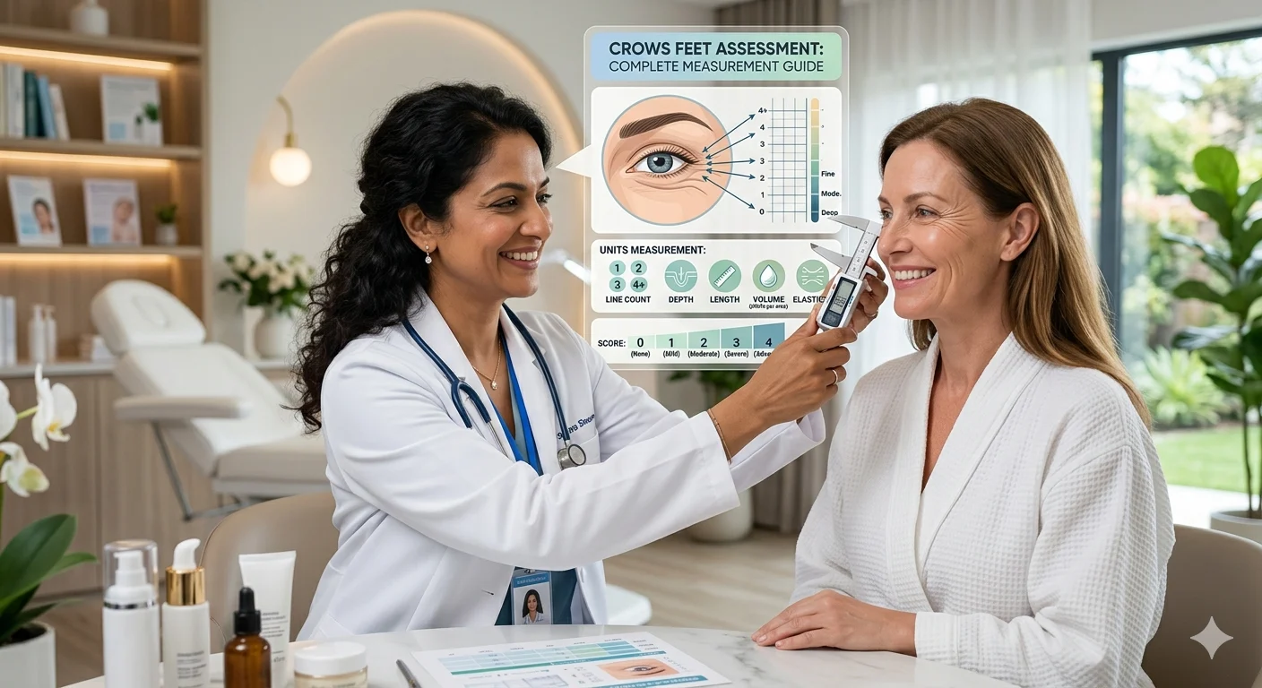 Infographic is showing that How Many Units Crows Feet? Complete Measurement Guide