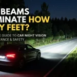 Infographic is showing that High Beams Illuminate How Many Feet? Complete Guide