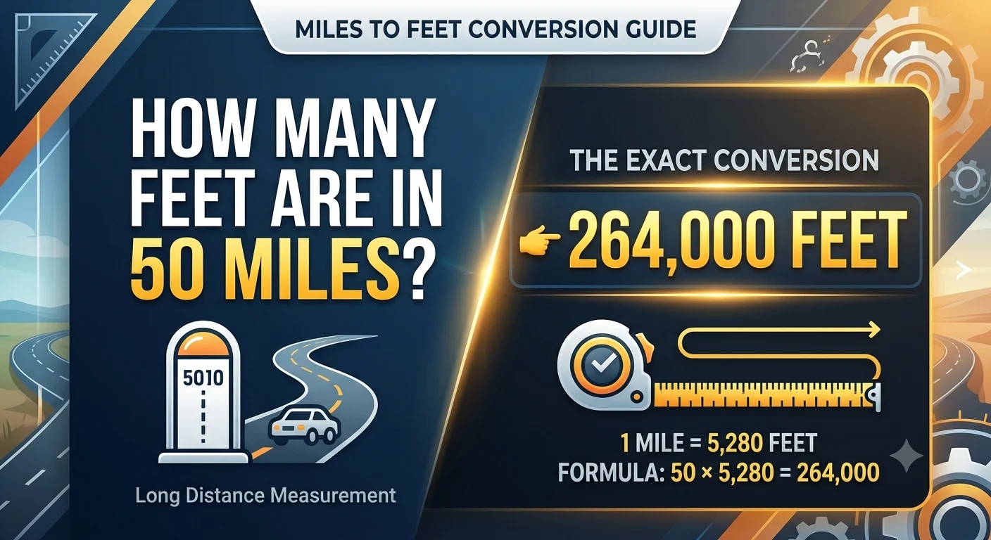 infographic is showing that How Many Feet Are in 50 Miles? Exact Conversion Guide
