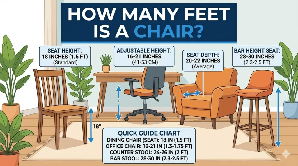 Infographic is showing that how many feet is a chair?