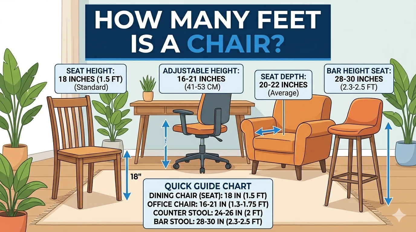 Infographic is showing that how many feet is a chair?