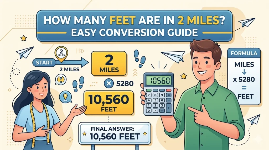 Infographic is showing that How Many Feet Are in 2 Miles? Easy Conversion Guide