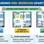 Infographic is showing that How Many Square Feet in a One Bedroom Apartment?