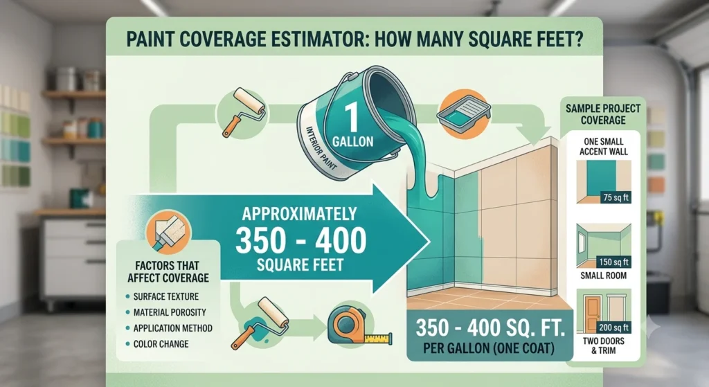 Infographic is showing that How Many Feet Does One Gallon of Paint Cover?