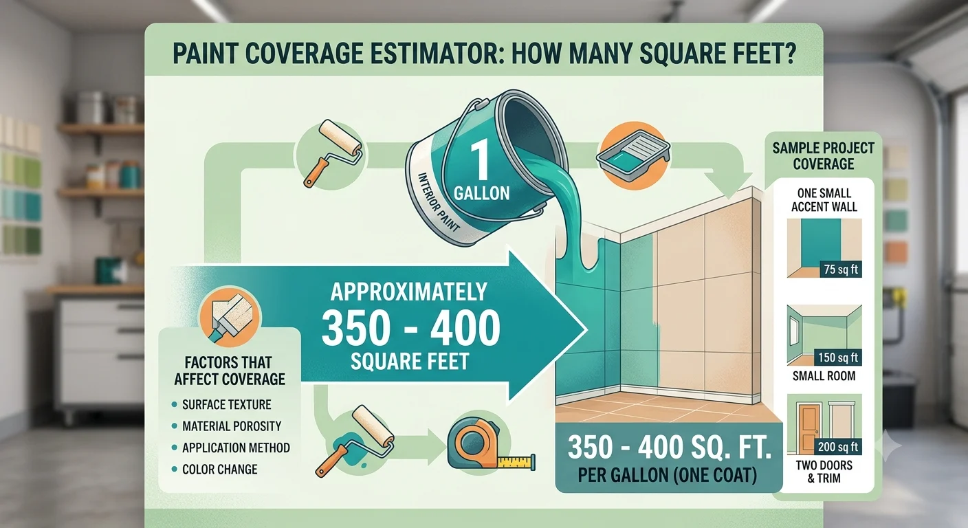 Infographic is showing that How Many Feet Does One Gallon of Paint Cover?