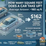 Infographic is showing that How Many Square Feet Does a Car Take Up?