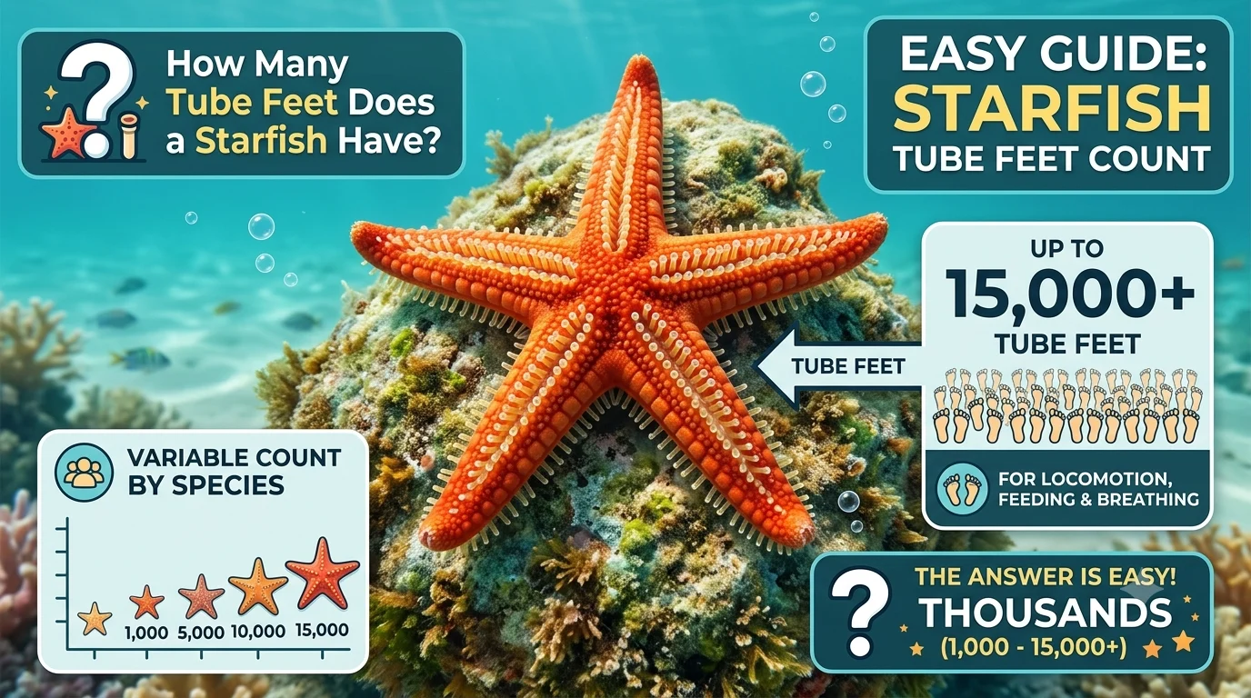 Infographic is showing that How Many Tube Feet Do Starfish Have? Easy Guide