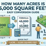 Infographic is showing that How Many Acres Is 45000 Square Feet? Easy Conversion Guide