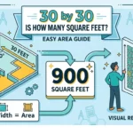 Infographic is showing that 30 by 30 Is How Many Square Feet? Easy Area Guide
