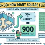 Infographic is showing that 30x30 How Many Square Feet? Easy Size Calculator Guide