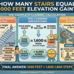 Infographic is showing that How Many Stairs Equal 1000 Feet Elevation Gain?