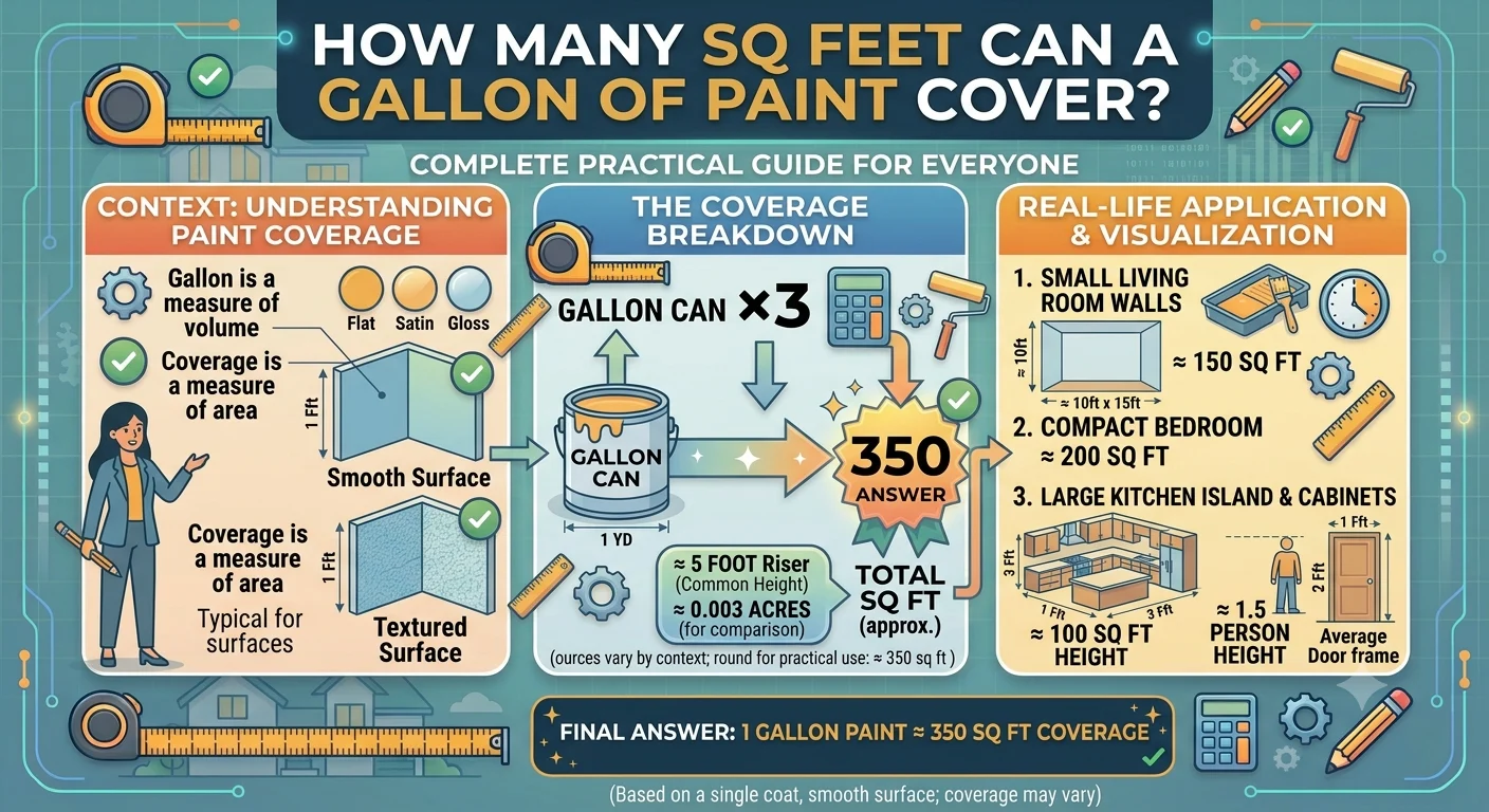 Infographic is showing that How Many Sq Feet Can a Gallon of Paint Cover?