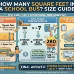 Infographic is showing that How Many Square Feet in a School Bus? Size Guide