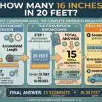 Infographic is showing that How Many 16 Inches in 20 Feet? Easy Conversion Guide