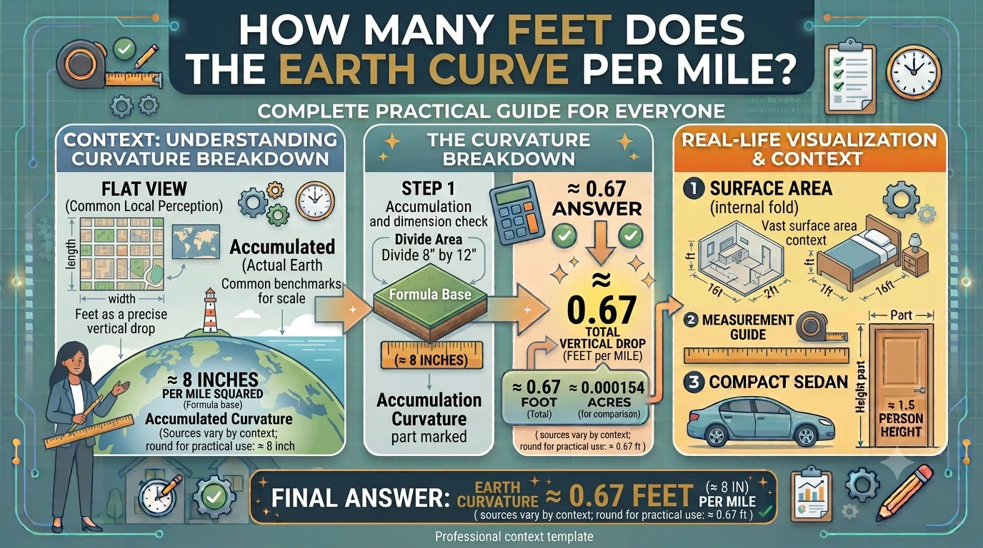 Infographic is showing that How Many Feet Does the Earth Curve Per Mile? Explained