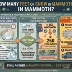 Infographic is showing that How Many Feet of Snow in Mammoth? Average & Records Explained