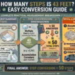 Infographic is showing that How Many Steps Is 43 Feet? Easy Conversion Guide