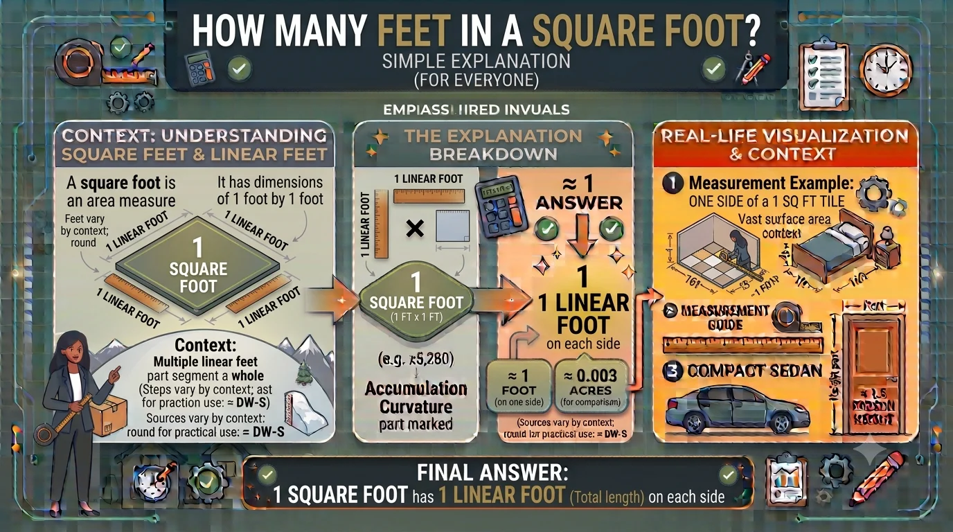 Infographic is showing that How Many Feet in a Square Foot? Simple Explanation