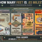Infographic is showing that How Many Feet Is .03 Miles? Easy Conversion Guide