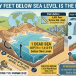 Infographic is showing that How Many Feet Below Sea Level Is the Dead Sea?