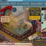 Infographic is showing that How Many Square Feet Is a Hotel Building? Average Sizes