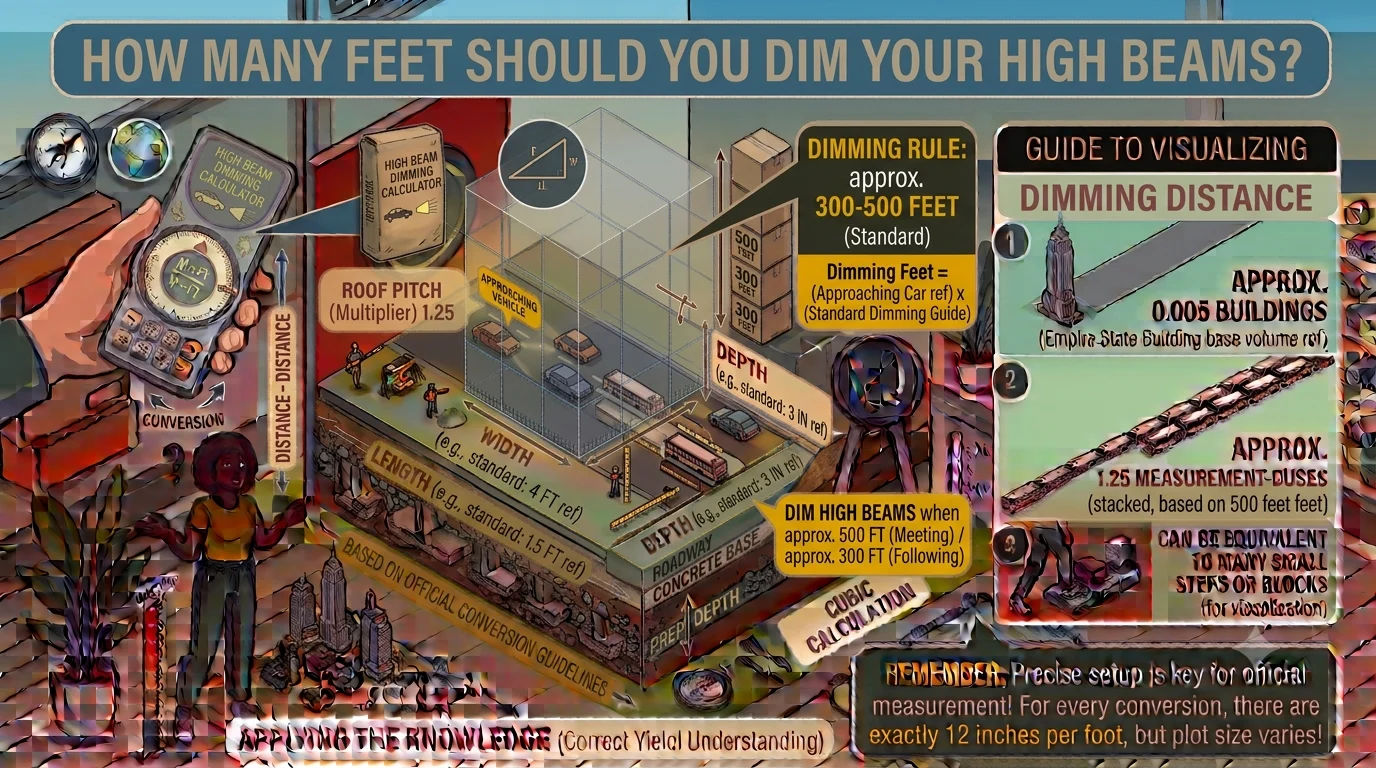 Infographic is showing that How Many Feet Should You Dim Your High Beams?